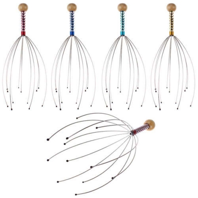 Picture of 1Pcs 12 Finger Head Relax Massager Hair Held SPA Scalp Neck Stress Relief Massage Release Head Physician Steel Ball Massager