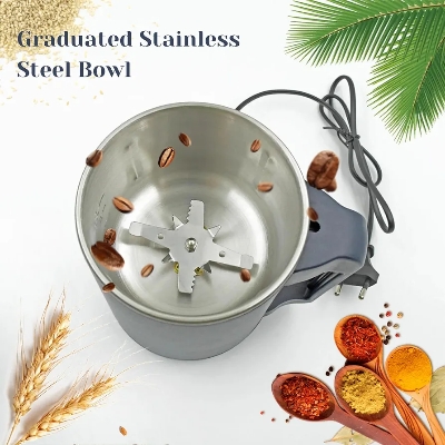 Picture of 1000W Multipurpose Electric Grinder for Powder Making - Stainless Steel Blade Actived Safety Switch for Push-Button, Pepper, Herbs, Nuts Pepper Grinder for Home and Coffee Shop