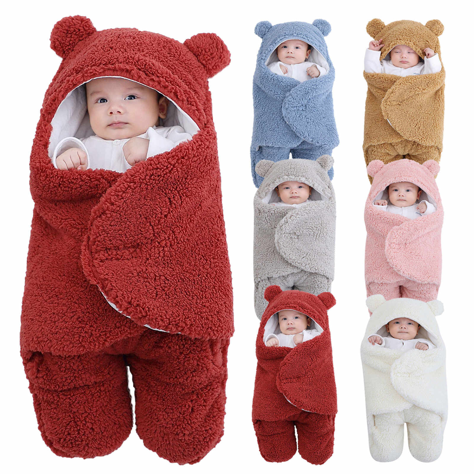 Picture of Baby Sleeping Bag Ultra-Soft Fluffy Fleece Newborn Receiving Blanket Infant Boys Girls Clothe Sleeping Nursery Wrap Swaddle