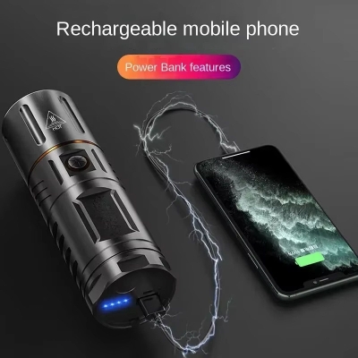 Picture of High Powered Multipurpose Flashlight - Whixant 2000 High Lumen Type-C USB Rechargeable Tactical Lantern, Super Bright LED Flashlight Waterproof Handheld Flashlight with 5 Modes for Camping Emergency Hiking