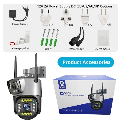 Picture of 4G Duel Lens Waterproof Outdoor WIFI IP Camera, V380-V-10 pro Dual Lens Smart Home Security CCTV Wireless WIFI IP Camera