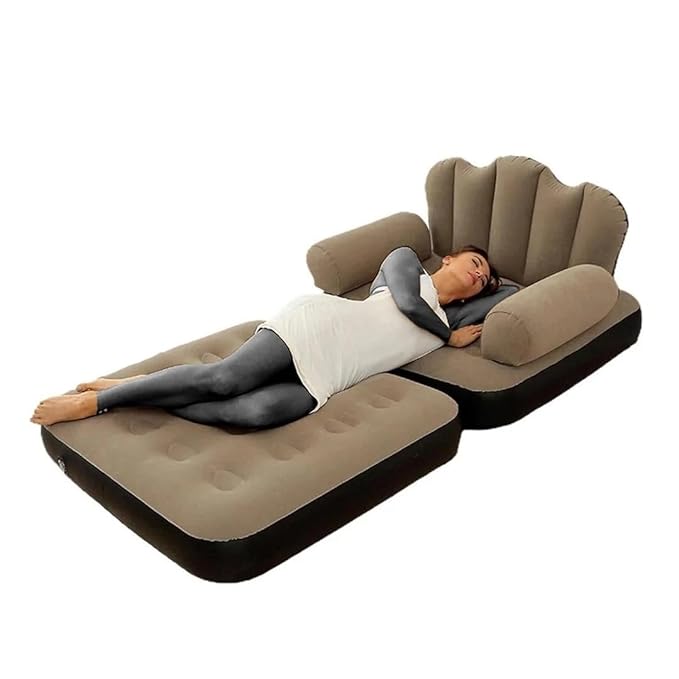 Picture of Multifunctional Camping Bed with free Electric Auto Pumper | Inflatable Sofa with L-Shaped Armrest | Outdoor Adult Lazy Sofa Inflatable Bed | Air Couch Flock -PVC Convenient Foldable Recliner Bed | Inflatable Chair