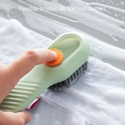 Picture of Multifunction Cleaning Shoe Brush Soft Automatic Liquid Shoe Brush Long Handle Clothes Soap Brush With Hook Clean Tool