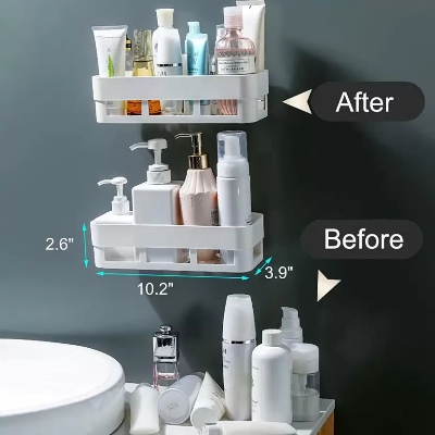 Picture of 2Pcs Kitchen Bathroom Organizer Shelves Wall Hanger