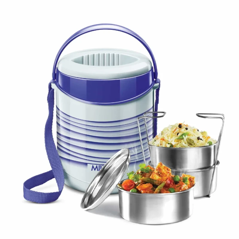 Picture of Milton 3 Liyar Tiffin Box - Insulated, Hot & Cold Leak-Proof Lunch Box for Office, College, Picnic, Blue