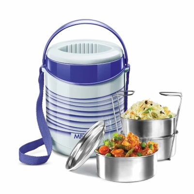 Picture of Milton 3 Liyar Tiffin Box - Insulated, Hot & Cold Leak-Proof Lunch Box for Office, College, Picnic, Blue