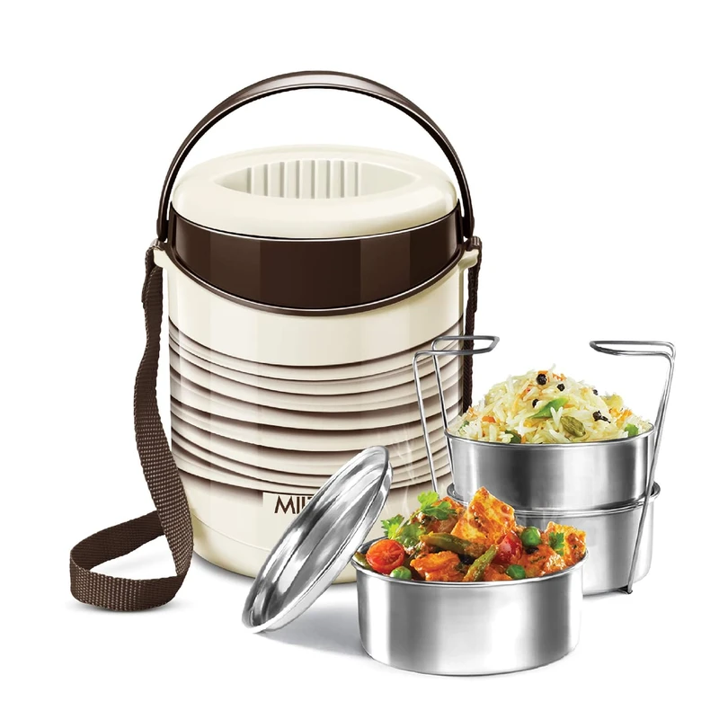 Picture of Milton 3 Liyar Tiffin Box - Insulated, Hot & Cold Leak-Proof Lunch Box for Office, College, Picnic, Blue