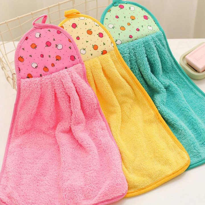 Picture of Water Absorbing and Non Hair Wipe Bathroom Supplies Soft Hanging Hand Towel Thickened,Absorbent Hand Towel,Kitchen hand towels