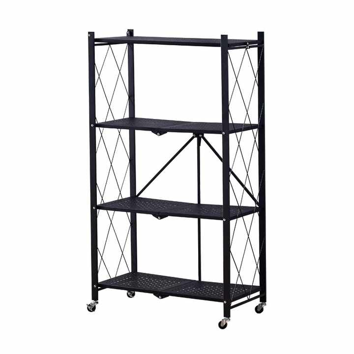 Picture of Foldable Warehouse Storage Holders Metal Microwave Oven Shelf Stand Kitchen Appliances Folding Storage Rack Cabinet,Multi Layer Rotating Kitchen Shelf,Storage Holders & Racks, Oven Rack