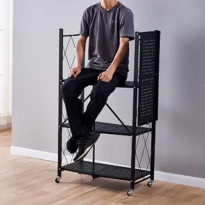 Picture of Foldable Warehouse Storage Holders Metal Microwave Oven Shelf Stand Kitchen Appliances Folding Storage Rack Cabinet,Multi Layer Rotating Kitchen Shelf,Storage Holders & Racks, Oven Rack