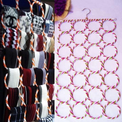 Picture of Scarf Shawl Scarves Holder Foldable Tie Belt Hook Organizer Rattan Weave Hanger Wardrobe Storage Holder Display Rack , Clothing Organizer , Rings scarf Hanger, Hijab Hanger for Women