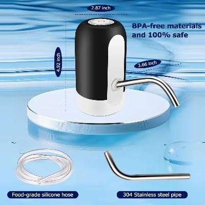 Picture of Automatic Drinking Water Pumper - Electric Rechargeable Drinking Water Bottle Pump for 2-5 Gallon Jugs USB Charging Portable Water Dispenser Pump, Water Bottle Tap dispenser for Home, Office, Outdoor Activities