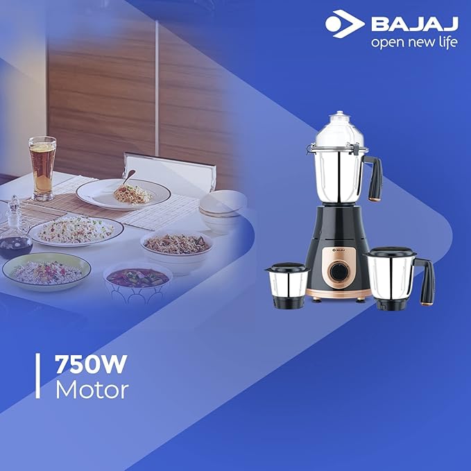 Picture of Bajaj GX-3701 750W Mixer Grinder | Nutri-Pro Feature | 3 Jars | Multi-Functional Blades