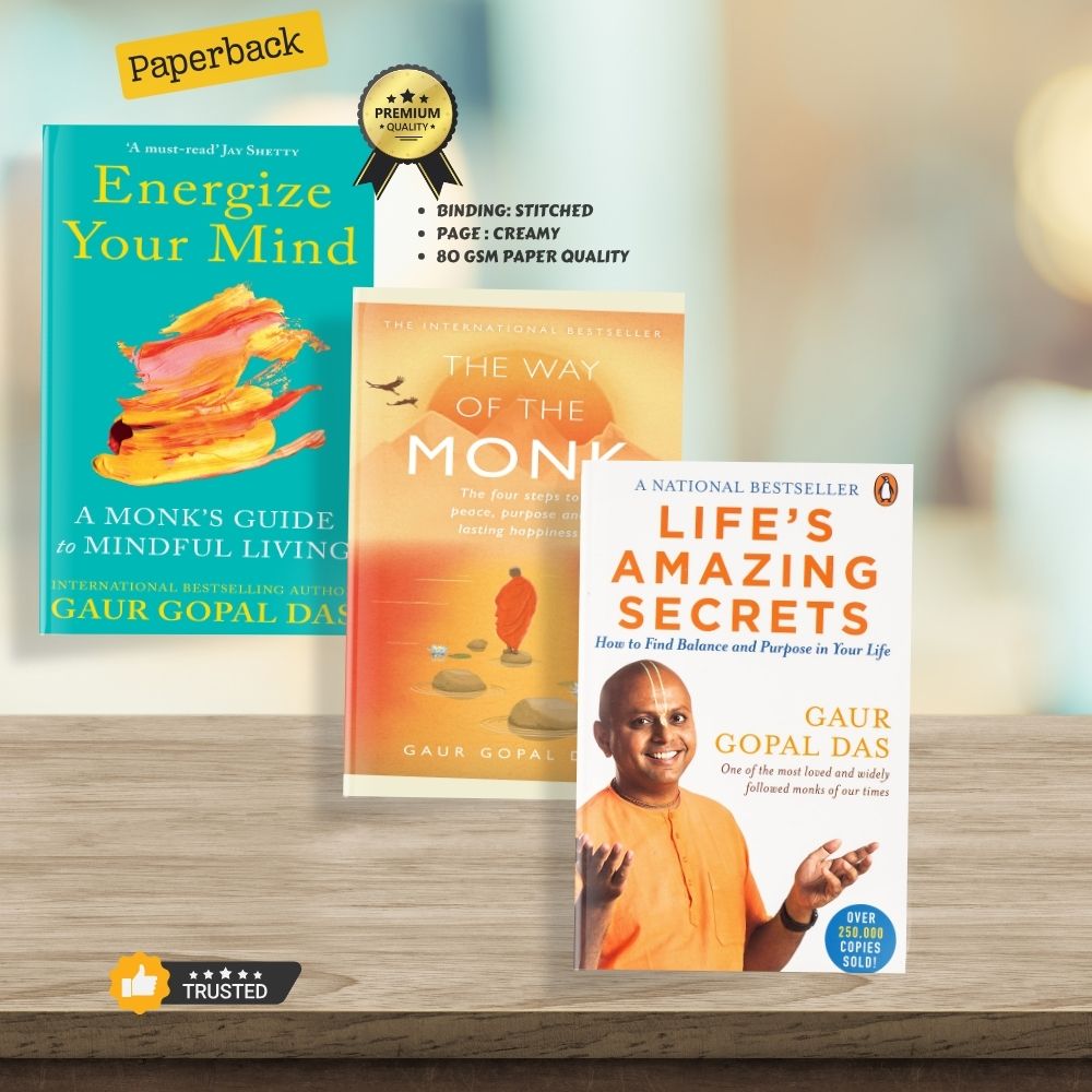 Picture of 3 Books Set by Gaur Gopal Das (Energize Your Mind + Lifes amazing secret + The Way of the Monk) - Premium Quality - Paperback