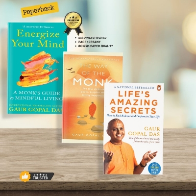 Picture of 3 Books Set by Gaur Gopal Das (Energize Your Mind + Lifes amazing secret + The Way of the Monk) - Premium Quality - Paperback