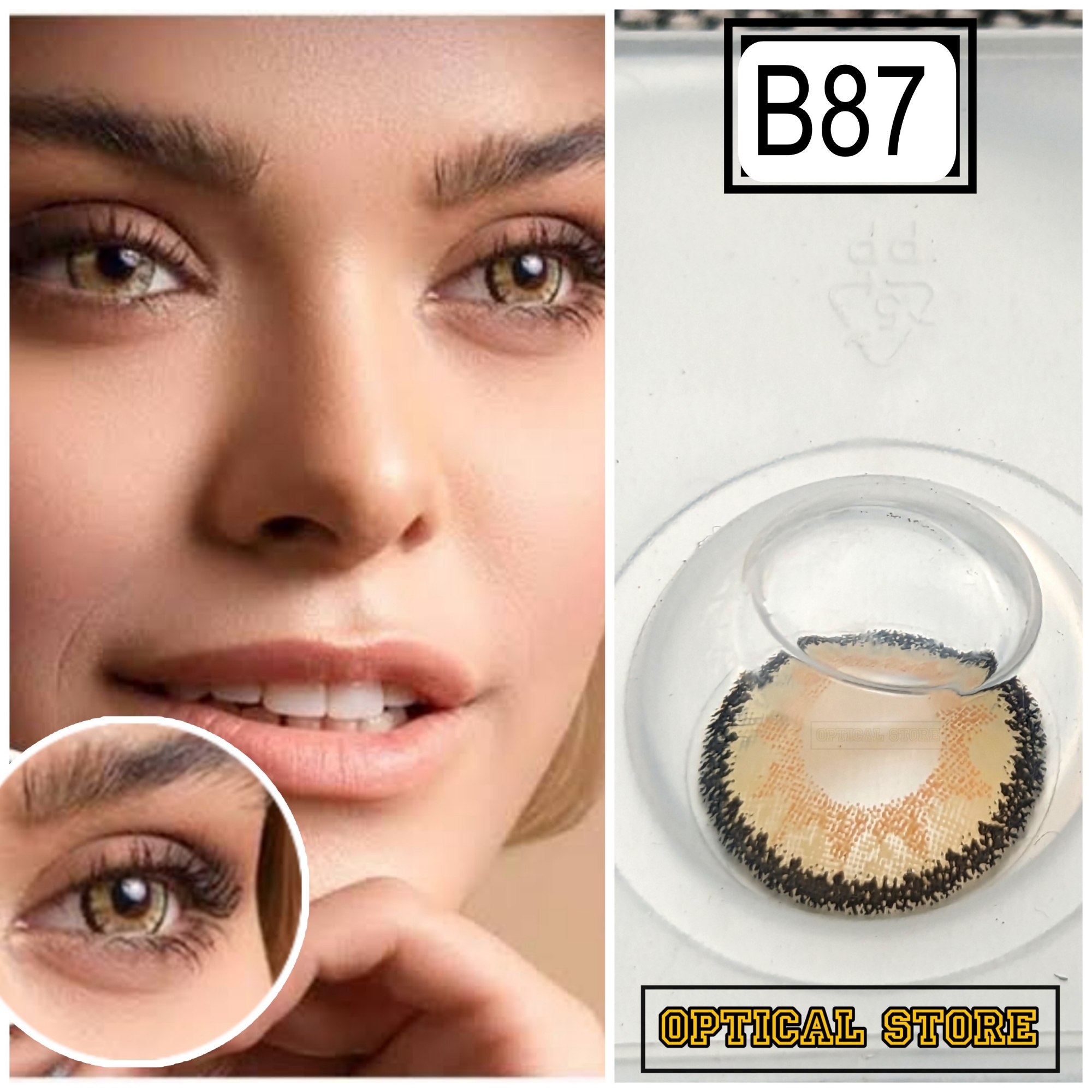 Picture of Bella Circle Hazel Highlight Color Contact Lens with Kit Box. Bella Highlight Series. #circlehazel