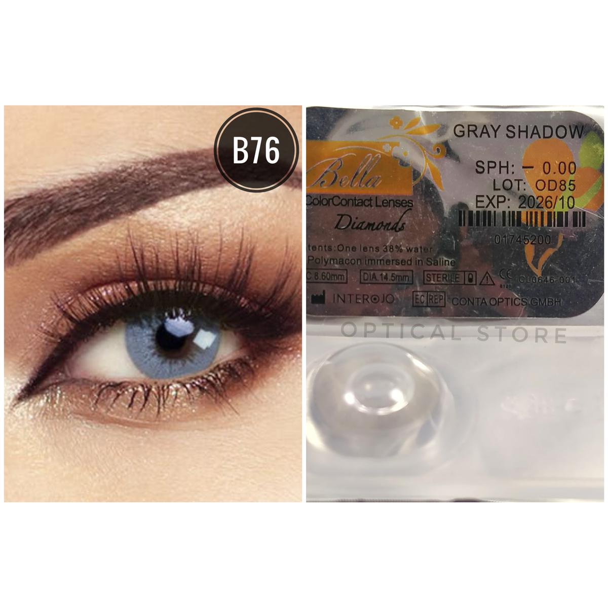 Picture of Bella Gray Shadow Diamond Color contact lens with Kit Box. Bella Diamond Series. #gray.sh.ad.ow