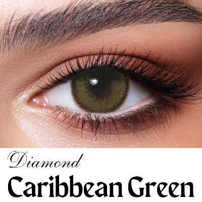 Picture of Bella Caribbean Green Diamond Color Contact Lens with Kit Box. Bella Diamond Series. #Caribbean.Gr.ee.n