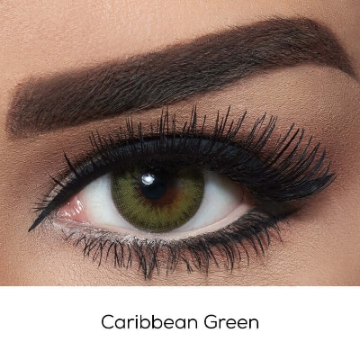Picture of Bella Caribbean Green Diamond Color Contact Lens with Kit Box. Bella Diamond Series. #Caribbean.Gr.ee.n