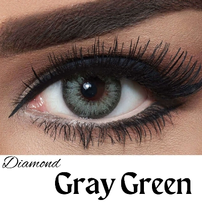 Picture of Bella Gray Green Diamond Color Contact Lens with kit box. Bella Diamond Series. #g.r.a.y.green