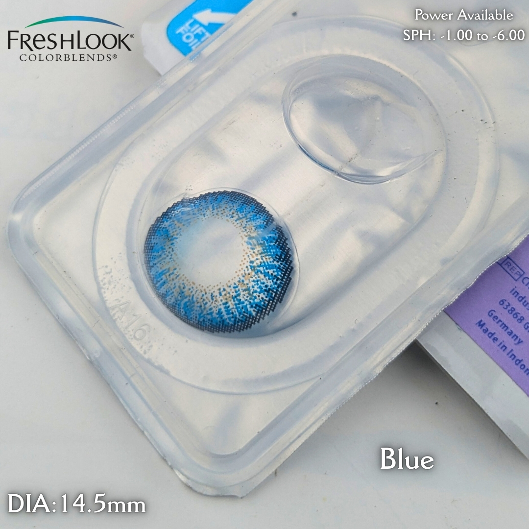 Picture of Freshlook Blue (Plano & Power)Color Contact Lens with kit box.1 pair Freshlook Colorblends Color contact lens For Eyemakeup/eyefashion. Freshlook Colorblensds Series #Blue