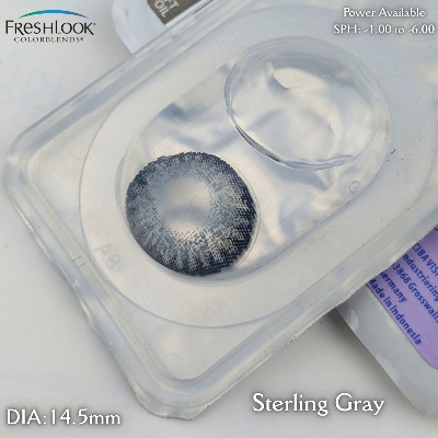 Picture of Freshlook Sterling Gray (Plano & Power)Color Contact Lens with kit box.1 pair Freshlook Colorblends Color contact lens For Eyemakeup/eyefashion. Frehlook Colorblensds Series #Sterlinggray