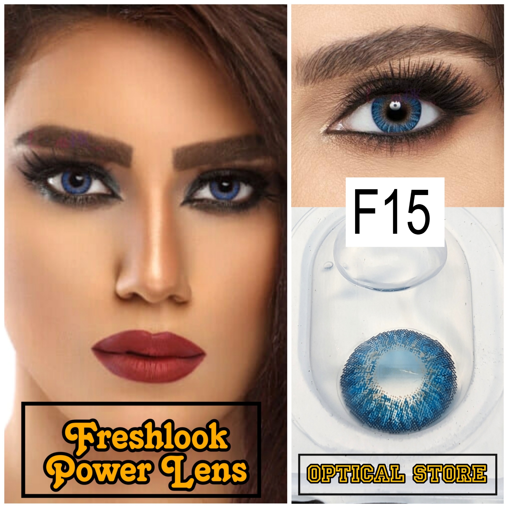 Picture of Freshlook True Sapphire (Plano & Power)Color Contact Lens with kit box.1 pair Freshlook Colorblends Color contact lens For Eyemakeup/eyefashion. Frehlook Colorblensds Series #TrueSapphire