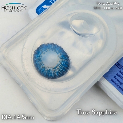 Picture of Freshlook True Sapphire (Plano & Power)Color Contact Lens with kit box.1 pair Freshlook Colorblends Color contact lens For Eyemakeup/eyefashion. Frehlook Colorblensds Series #TrueSapphire