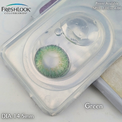 Picture of Freshlook Green (Plano & Power)Color Contact Lens with kit box.1 pair Freshlook Colorblends Color contact lens For Eyemakeup/eyefashion. Frehlook Colorblensds Series #freshlookgreen