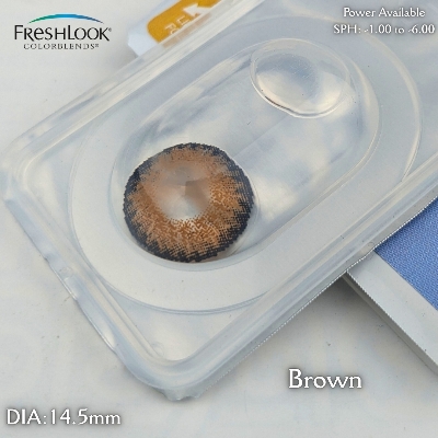 Picture of Freshlook Brown (Plano & Power)Color Contact Lens with kit box.1 pair Freshlook Colorblends Color contact lens For Eyemakeup/eyefashion. Frehlook Colorblensds Series #Brown.