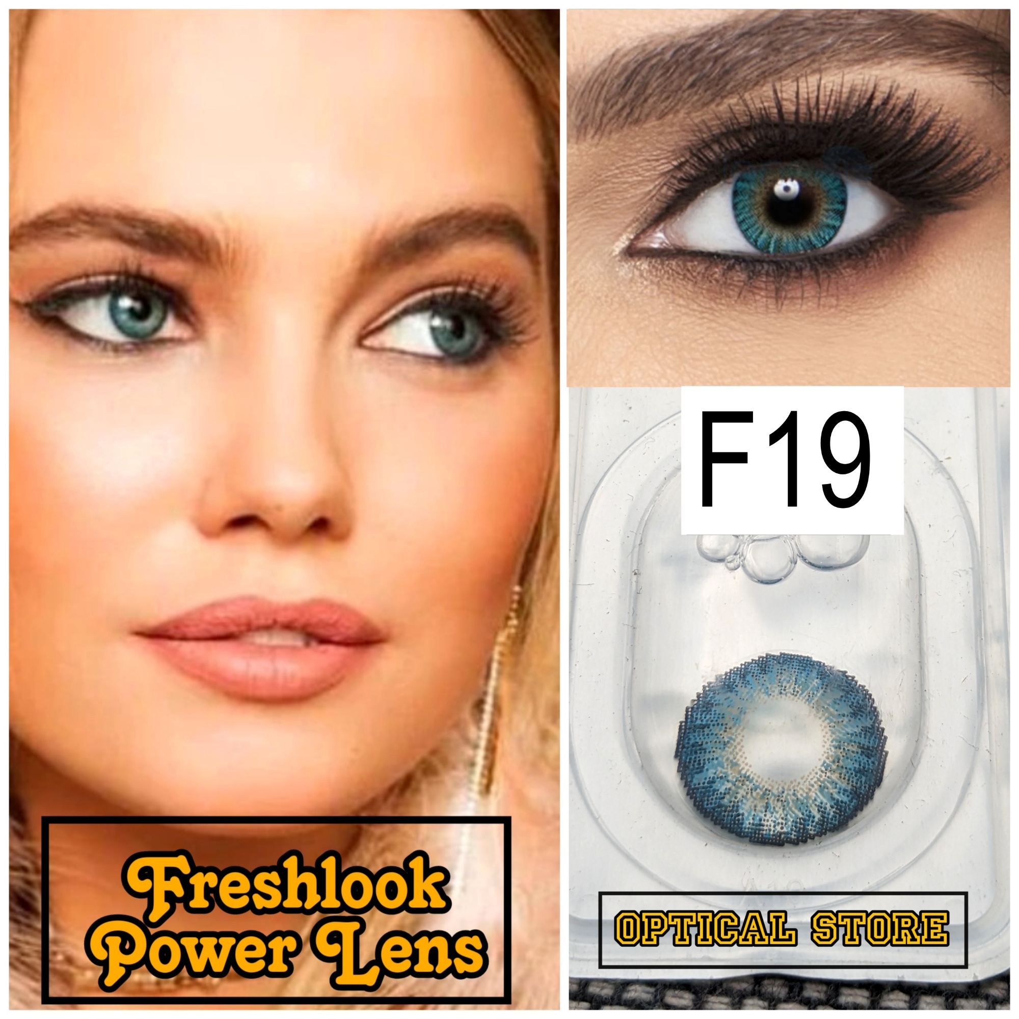Picture of Freshlook Turquoise (Plano & Power)Color Contact Lens with kit box.1 pair Freshlook Colorblends Color contact lens For Eyemakeup/eyefashion. Frehlook Colorblensds Series #Turquoise