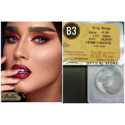 Picture of Bella Gray Beige Color Contact Lens with Regular Kit Box. For men,women/Unisex. Bella Elite Series. #gray.beige