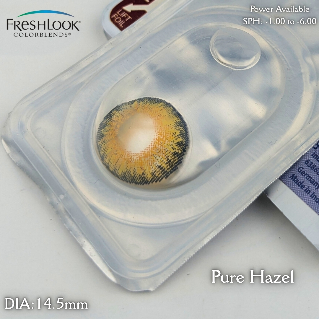 Picture of Freshlook Pure Hazel(Plano & Power)Color Contact Lens with kit box.1 pair Freshlook Colorblends Color contact lens For Eyemakeup/eyefashion. Frehlook Colorblensds Series #purehazel