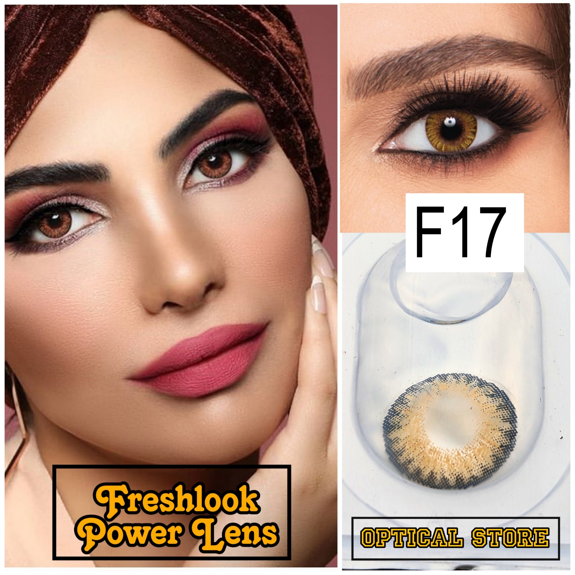 Picture of Freshlook Pure Hazel(Plano & Power)Color Contact Lens with kit box.1 pair Freshlook Colorblends Color contact lens For Eyemakeup/eyefashion. Frehlook Colorblensds Series #purehazel