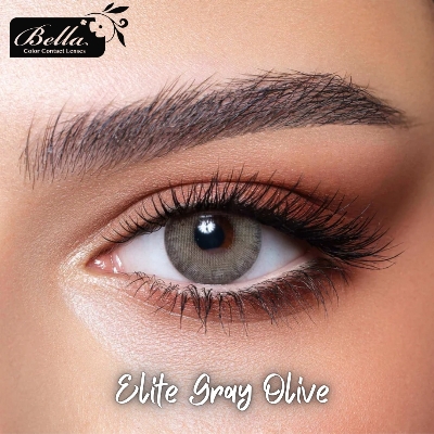 Picture of Bella Gray Olive Color Contact Lens with Regular Kit Box. For men,women/Unisex. Bella Elite Series. #gray.olive