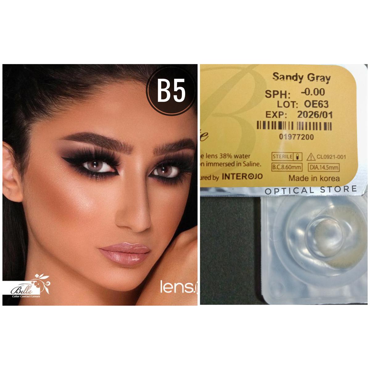 Picture of Bella Sandy Gray Color Contact Lens with Regular Kit Box. For men,women/Unisex. Bella Elite Series. #sandy.gray