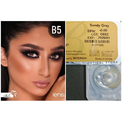 Picture of Bella Sandy Gray Color Contact Lens with Regular Kit Box. For men,women/Unisex. Bella Elite Series. #sandy.gray