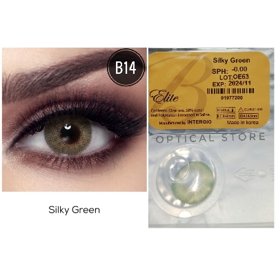 Picture of Bella Silky Green Elite Color Contact Lens with Regular Kit Box. For men,women/Unisex. Bella Elite Series. #silky.green