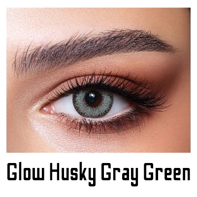 Picture of Bella Husky Gray Green Glow Color Contact Lens with Regular Kit Box. For men,women/Unisex. Bella Glow Series. #husky.gray.green
