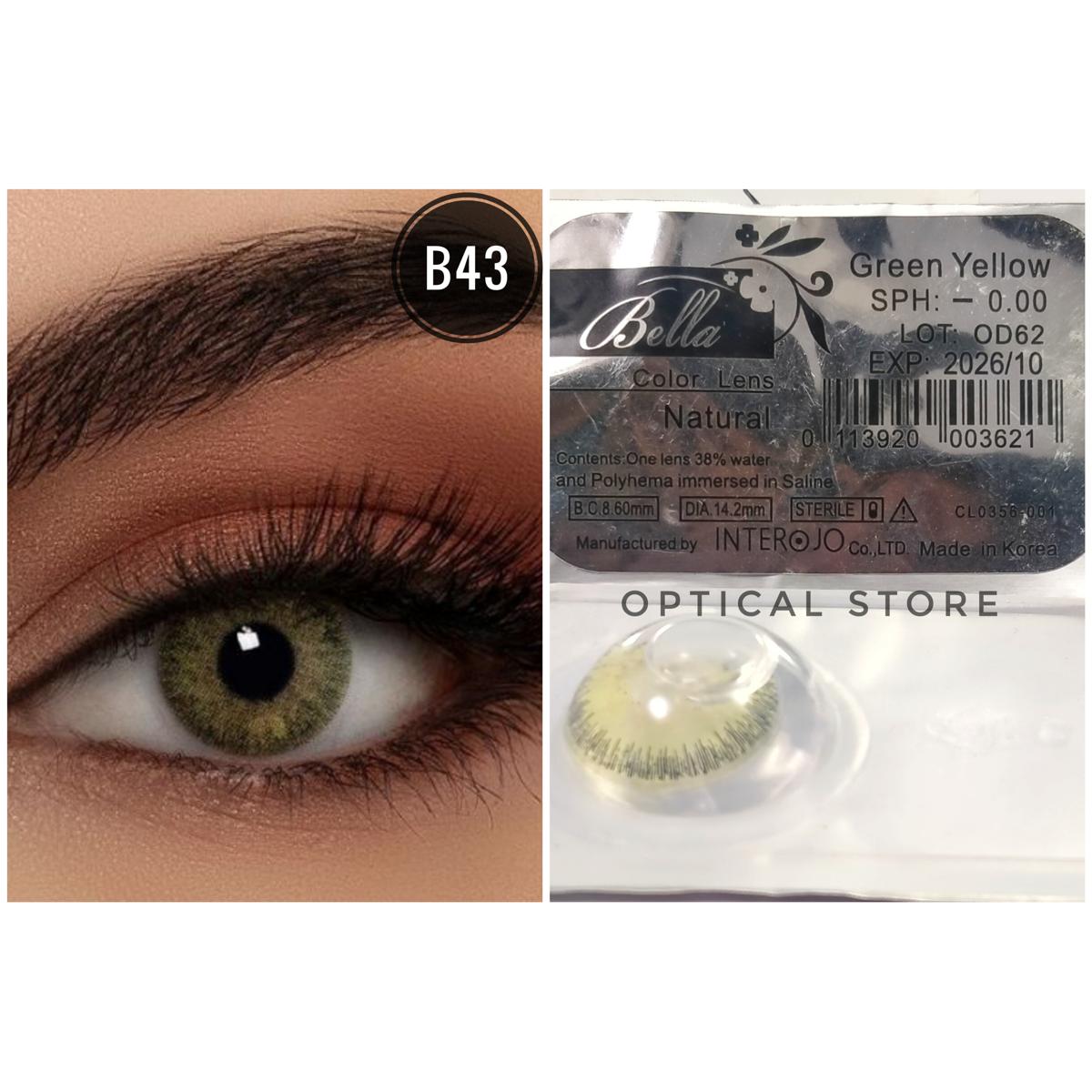 Picture of Bella Green Natural Color Contact Lens with Regular Kit Box. For men,women/Unisex. Bella Natural Series. #green