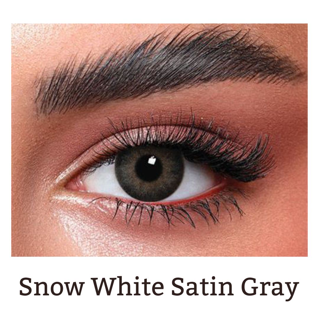 Picture of Bella Satin Gray Snow White Color Contact Lens with Regular Kit Box. For men,women/Unisex. Bella Snow White Series. #sw.satin.gray