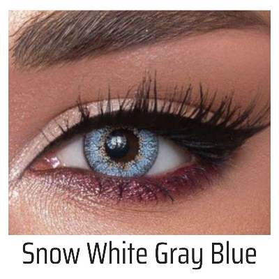 Picture of Bella Gray Blue Snow White Color Contact Lens with Regular Kit Box. For men,women/Unisex. Bella Snow White Series. #sw.gray.blue