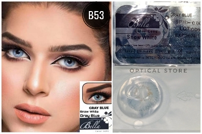 Picture of Bella Gray Blue Snow White Color Contact Lens with Regular Kit Box. For men,women/Unisex. Bella Snow White Series. #sw.gray.blue