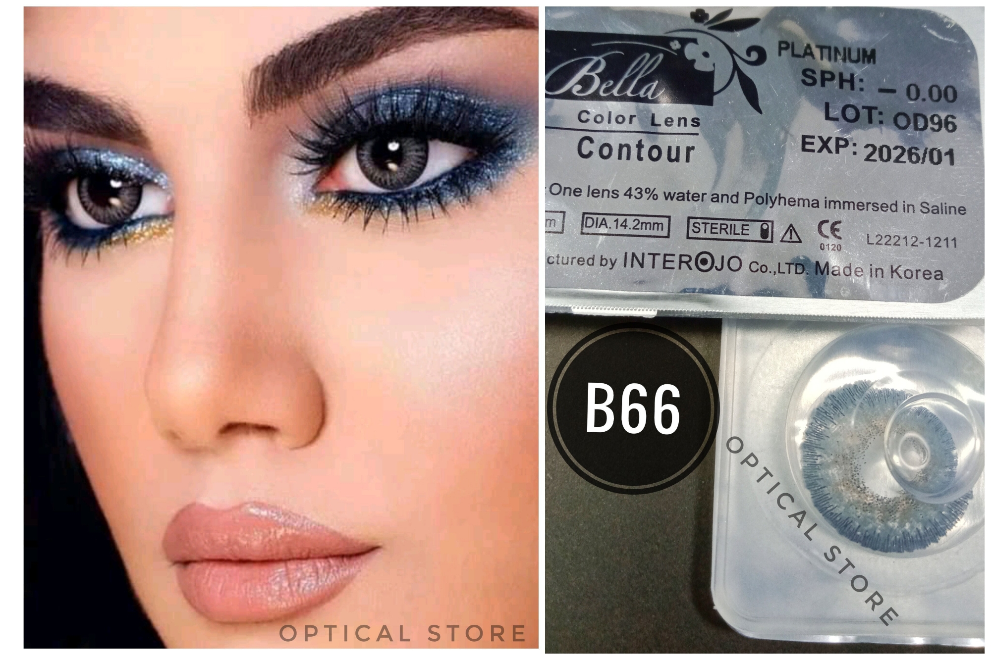 Picture of Bella Contour Platinum Natural Color Contact Lens with Regular Kit Box. For men,women/Unisex. Bella Contour Series. #platinum