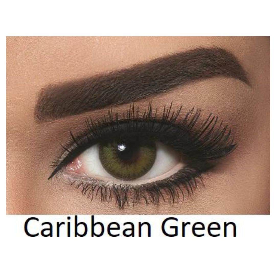 Picture of Bella Caribbean Green Diamond Color Contact Lens with Regular Kit Box. For men,women/Unisex. Bella Diamond Series. #caribbean.green