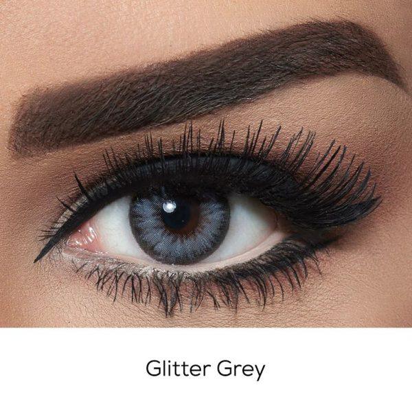 Picture of Bella Glitter Grey Diamond contact lens with kit box B77