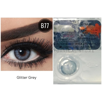 Picture of Bella Glitter Grey Diamond contact lens with kit box B77