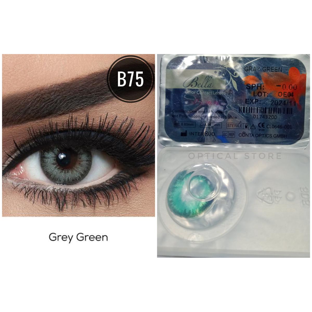 Picture of Bella Gray Green Diamond Color Contact Lens with Regular Kit Box. For men,women/Unisex. Bella Diamond Series. #gray.green