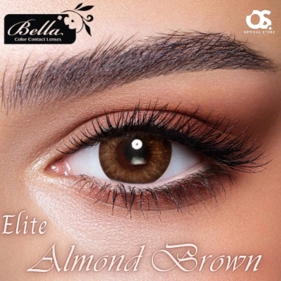 Picture of Bella Almond Brown Elite Color Contact Lens contact lens with Rgular Kit Box. Bella Elite Series. #Almond.brown