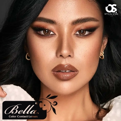 Picture of Bella Almond Brown Elite Color Contact Lens contact lens with Rgular Kit Box. Bella Elite Series. #Almond.brown